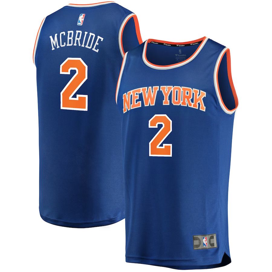 Men New York Knicks #2 Miles McBride Fanatics Branded Blue Fast Break Replica NBA Jersey
